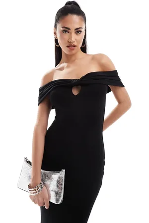 ASOS – Midikleid in mit Carmen-Ausschnitt und Schleifendetail