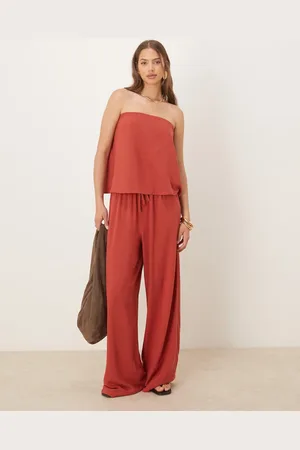 ASOS – Schlupfhose aus Leinenmix in Rost