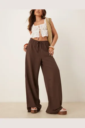 ASOS – Schlupfhose aus Leinenmix in Schokobraun