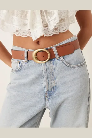 ASOS – Jeans-Gürtel in Hellbraun mit ovaler Schnalle