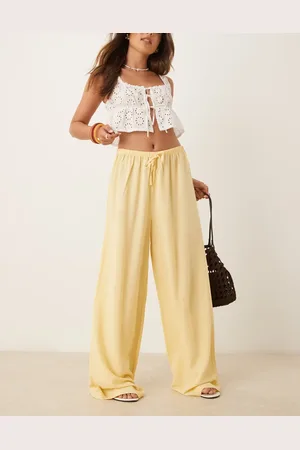 ASOS – Schlupfhose aus Leinenmix in Buttermilchgelb