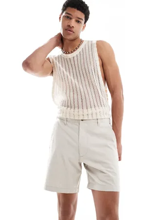 Hollister – Knielange Shorts aus Leinen in Beige