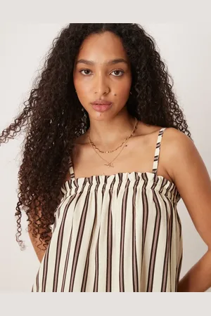 ASOS – Gestreiftes Trapez-Camisole-Top aus Leinenmix