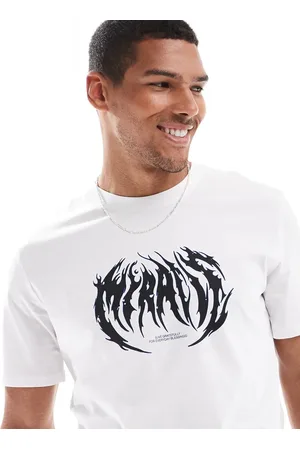 Bershka – T-Shirt in mit Gothic-Print auf der Vorderseite