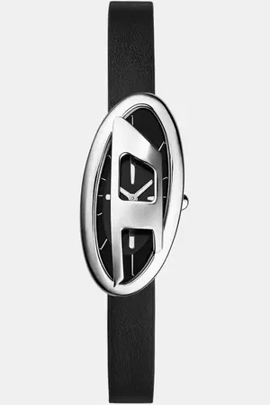 Diesel – D-era – Damenuhr mit schwarzem Lederarmband und zwei Zeigern