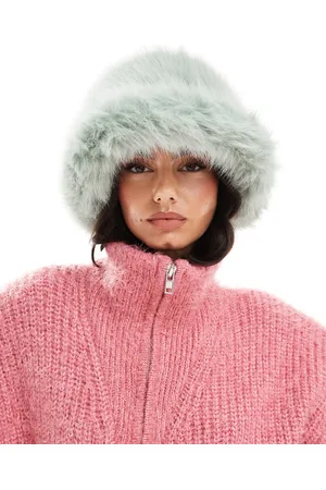 My Accessories – Oversize-Anglerhut aus flauschigem Kunstpelz in Minzgrün