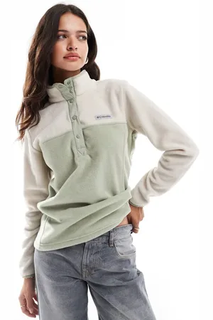 Columbia – Benton Springs II – Fleecepullover in dunklem Steinbeige und Safari- mit kurzer Druckknopfleiste
