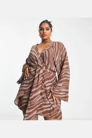 Pretty Lavish – Minikleid aus Satin in gestreift mit Knotendesign vorne