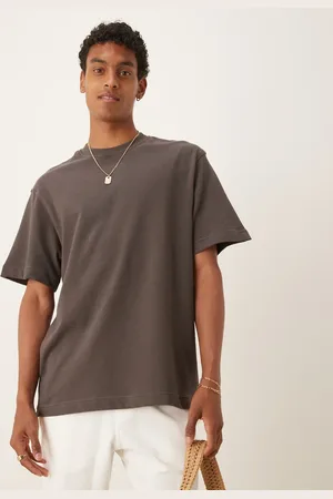 MANGO – Strukturiertes T-Shirt in Schokobraun mit regulärer Passform