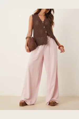 ASOS – Schlupfhose aus Leinenmix in Staubrosa