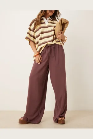 ASOS – Schlupfhose aus Leinenmix in Pflaume