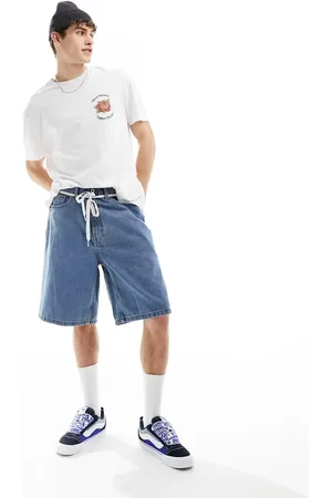 Vans – Check-5 – Weite Jeans-Shorts in mittelblauer Waschung