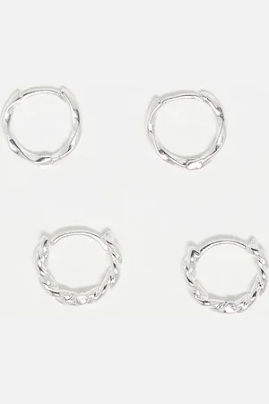 Accessorize –2er-Pack gedrehte Creolen aus plattiertem Edelstahl