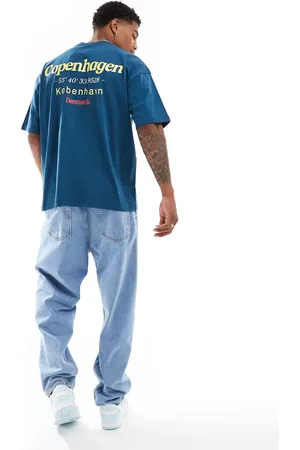 ASOS – Oversize-T-Shirt in Blaugrün mit City-Rückenprint