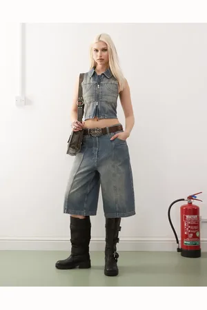 COLLUSION – Kultige Jeans-Jorts in Vintage-Waschung, Kombiteil