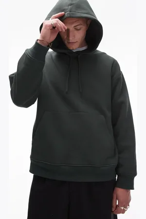 Topman – Oversize-Kapuzenpullover in Dunkelgrün