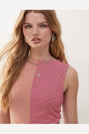 Reclaimed – Ärmelloses Tanktop mit Streifenmix in und Orange