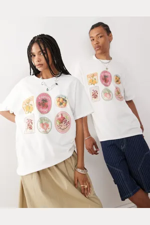 Reclaimed – Unisex – Oversize-T-Shirt in mit Früchte-Sticker-Print