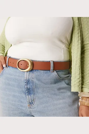 ASOS ASOS DESIGN Curve – Jeans in Hellbraun mit Gürtel mit ovaler Schnalle