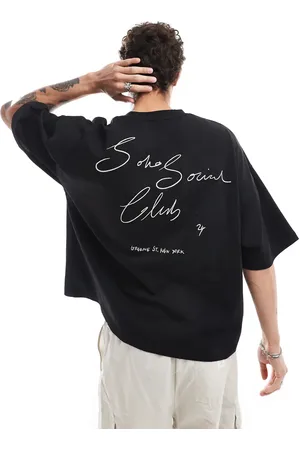 ASOS – 240 g/m² schweres T-Shirt in mit Super-Oversize-Schnitt und besticktem Rückenprint