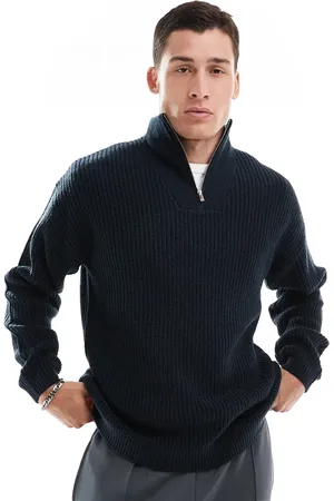 New Look – Pullover in mit Patentmuster und kurzem Reißverschluss