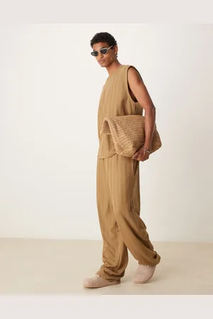 ASOS – Jogginghose aus braunem Jacquard mit Streifen, Kombiteil