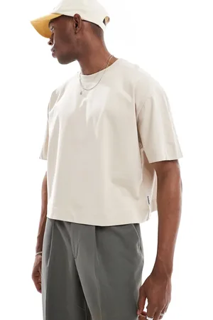 Threadbare – Kastig geschnittenes T-Shirt in Steinbeige, 220 g/m²