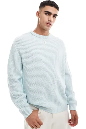 ASOS – Gerippter Oversize-Strickpullover in Hellblau