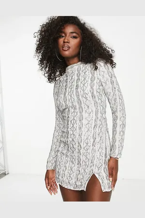 Miss Selfridge – Premium – Langärmliges, verziertes Minikleid in mit Kordeldetail
