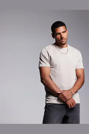 ASOS – T-Shirt aus 240 g/m² schwerem Stoff in Taupe mit Rundhalsausschnitt