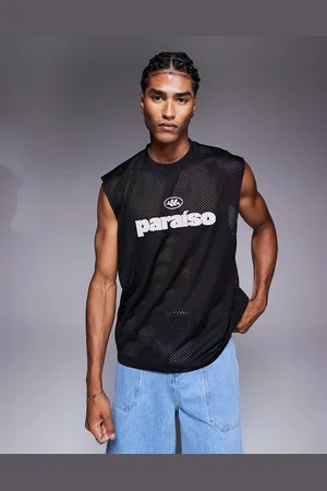 ASOS – Oversize-Tanktop aus Airtex-Material in mit Text-Grafikprint