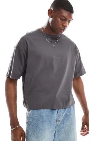 Threadbare – Kastig geschnittenes T-Shirt in Schiefergrau, 220 g/m²