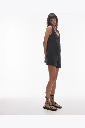 Topshop – Durchgeknöpfter Playsuit aus Cupro in