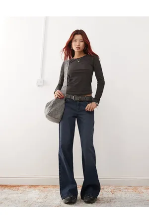 Reclaimed – Langarmshirt aus Flammengarn in Anthrazit mit abgerundetem Saum