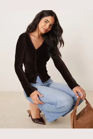 ASOS – Oberteil aus Samt-Cord in mit asymmetrischer Knopfleiste
