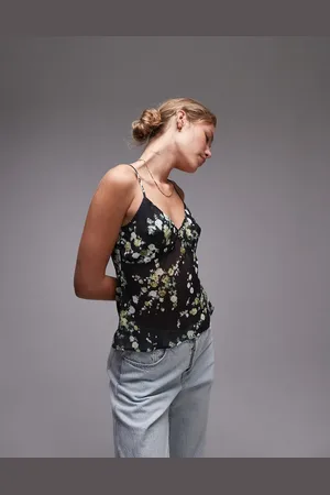 Topshop Tosphop – Transparentes Camisole in mit Blümchenmuster, Kombiteil