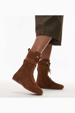 Bronx – Schnürstiefel im Boxerstil aus Wildleder in Hellbraun