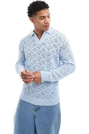 ASOS – Strickpullover in strukturiertem mit eingekerbtem Ausschnitt