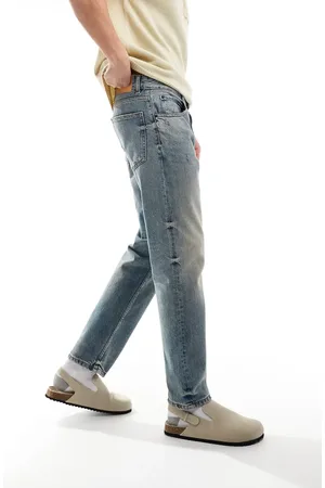 Pull&Bear – Gerade geschnittene Vintage-Jeans in schmutzigem