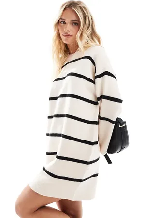 ASOS ASOS DESIGN Petite – Gestreiftes Minikleid mit Rundhalsausschnitt und breiten Bündchen