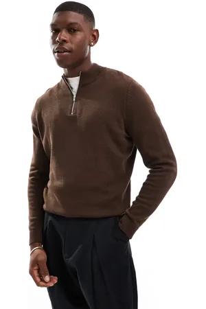 ASOS – Mittelschwerer Strickpullover in mit kurzem Reißverschluss
