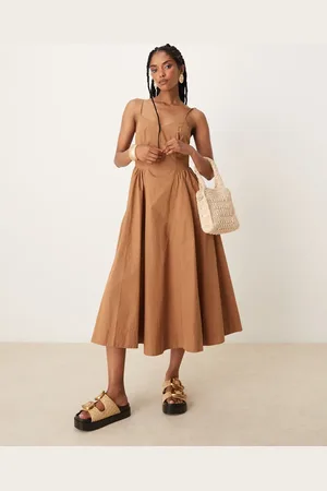 Threadbare – Midikleid aus Baumwolle in mit hoch angesetzter Taille
