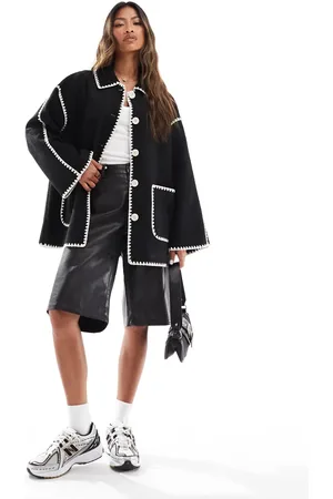 In The Style – Longline-Jacke in mit Kontrastnähten