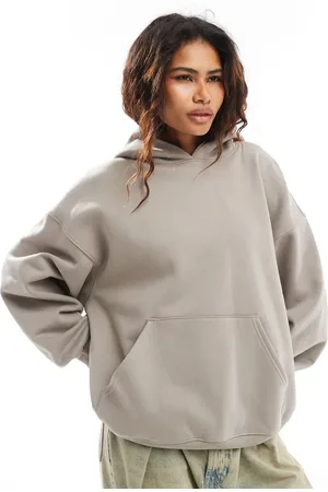 Weekday – Tony – Schwerer Oversize-Kapuzenpullover in Maulwurfgrau