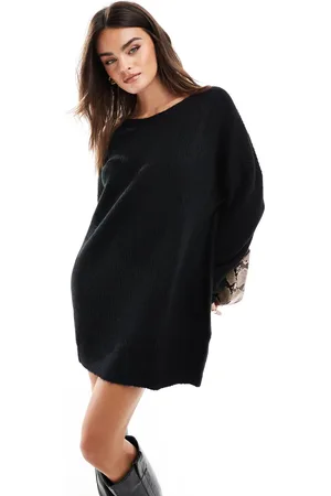 Miss Selfridge – Oversize-Minikleid aus Strick in mit Schlitzausschnitt