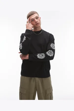 Topman – Langärmliges Oversize-Shirt in mit Sonnenprint auf den Ärmeln