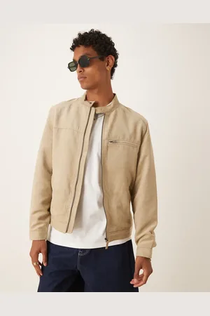 MANGO – Bikerjacke aus Wildlederimitat in Beige