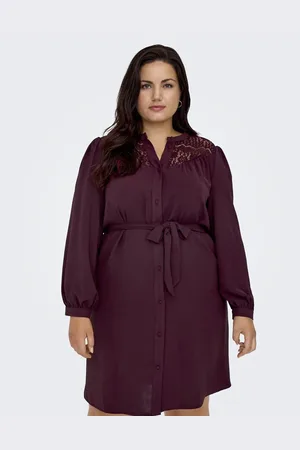 ONLY – Kleid aus Spitze in Windsor-Weinrot