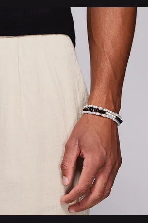 ASOS – 3er-Pack Perlenarmbänder mit Kunstperlen in Cremeweiß