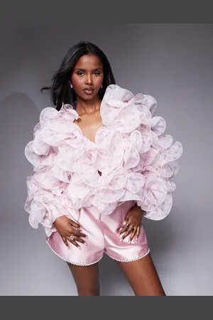 ASOS – Organza-Jacke aus Draht-Blumenrüschen mit Blümchenmuster